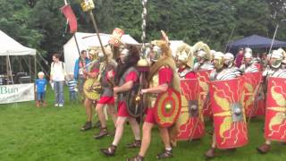 Roman Reenactment at the Amphitheatre in Caerleon Marching In [upl. by Ahsim]