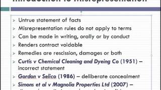 Misrepresentation Lecture 1 of 4 [upl. by Peonir]